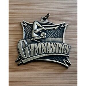 Hasty Awards Gymnastics Medal Pendant Antiqued Silver Tone Gymnast Trophy Charm